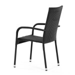 Židle zahradní, černý umělý ratan, kov, stohovatelná.