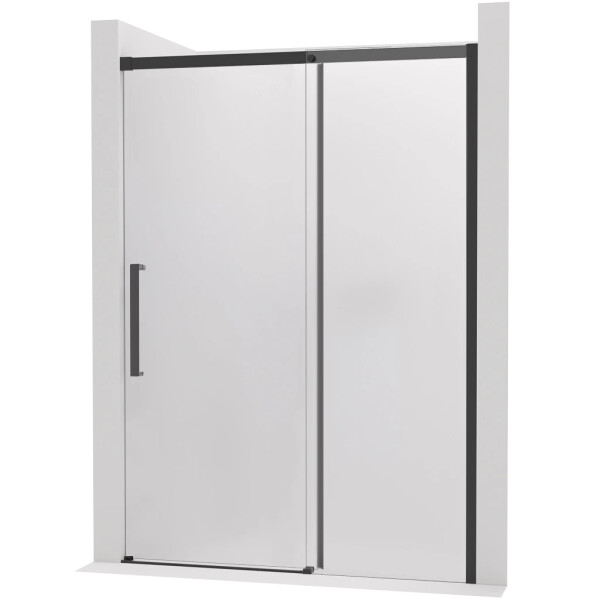 CERANO - Sprchové posuvné dveře Lantono - pravá - 8 mm - Soft-Close - černá matná, mléčné sklo - 130x195 CER-663160