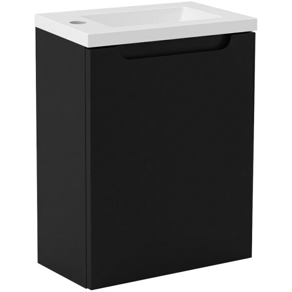 CERANO - Umyvadlová skříňka pro WC Sora - černá matná + umyvadlo z lit. mramoru - bílá matná - 40x57,5x22 CER-999983