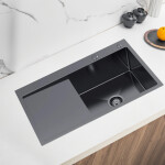 Ocelový kuchyňský dřez 78 x 49 PVD grafit s odkapávačem vlevo, Velazo VELAZ7849RB