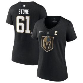 Fanatics Dámské tričko Vegas Golden Knights Mark Stone 2023 Stanley Cup Champions Authentic Stack Player Name Number V-Neck Velikost: