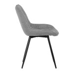 Židle jídelní, stříbrná látka, nohy černý kov