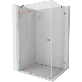 MEXEN/S - Lunar sprchový kout dveře křídlové levá 95 x 90, transparent, měď kartáčovaná 834-095-090-65-00-L