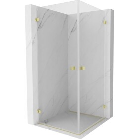 MEXEN/S - Lunar-B Duo sprchový kout dveře křídlové 95 x 95, transparent, zlato kartáčovaná 832-095L-095P-55-00