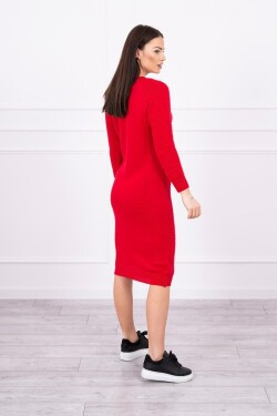 Pruhované svetrové šaty červené
