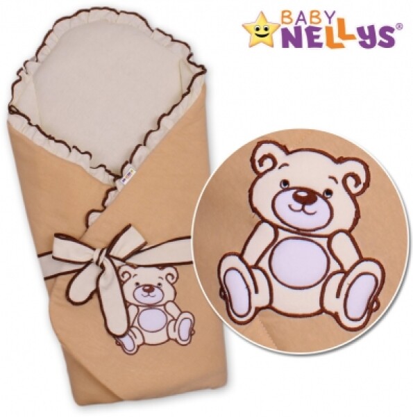 Baby Nellys Zavinovačka s výztuží Teddy Bear - jersey - hnědá