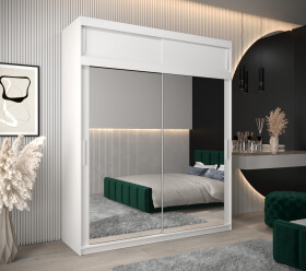 Šatní skříň Abi T3 s nástavcem Barva korpusu: Bílá, Rozměry: 200 cm, Dveře: Bílá