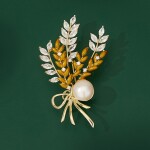 Luxusní brož s perlou a zirkony Christiana, Zlatá