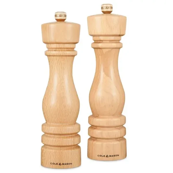 ColeMason London Natural Beech / Mlýnky na sůl a pepř / dárková sada / buk / 22 cm (H233011)