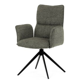 Židle jídelní, zelená látka, 360° vratný mechanismus, černý kov