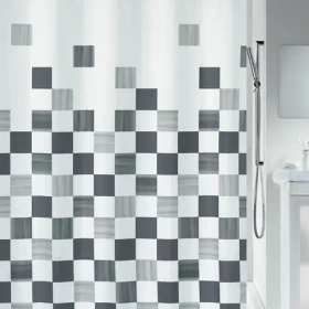 Spirella PART sprchový závěs motiv čtverců bílý / polyester / 180 x 200 cm