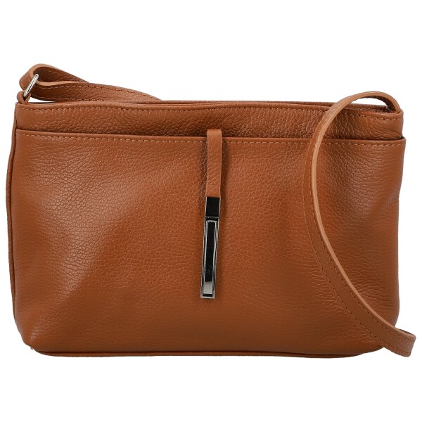 Módní dámská kožená crossbody kabelka Ofelie, koňaková