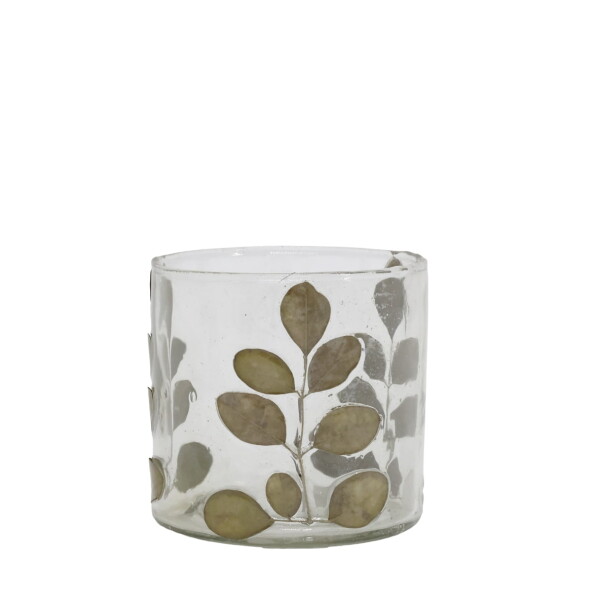 Chic Antique Skleněný svícen Decor Dried Leaves, přírodní barva, sklo