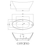 CERANO - Vana akrylátová Flavia - volně stojící - bílá lesklá - 168x80x68 CER-682741