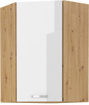 Horní rohová skříňka Artisan 60x60 GN-90 1F (45°) Barva korpusu: Dub artisan, Barva dvířek: Bílý lesk