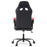 Herní křeslo, červená a černá ekokůže, houpací mechanika, opěrák 135°