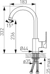 NOVASERVIS - Dřezová stojánková baterie ALGEO SQUARE chrom 82713,0