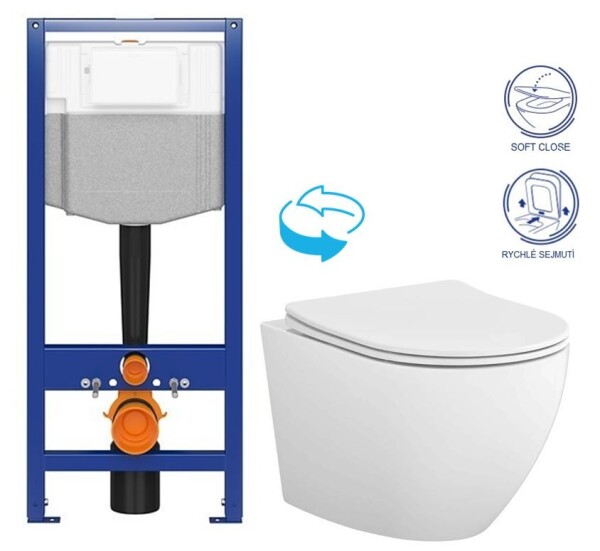AKCE/SET - CERSANIT předstěnový instalační systém bez tlačítka + WC CERSANIT DESSE VORTEX /VÍROVÉ SPLACH/ + SEDÁTKO K97-526 X ES1