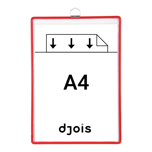 Djois rámeček s kapsou a očkem, A4, otevřený shora, červený, 5 ks