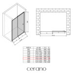 CERANO - Sprchové posuvné dveře Varone POINT L/P - 6 mm - černá matná, transparentní sklo - 140x195 CER-DY505B-140-195