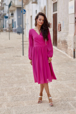 Dámské šaty SUK0372 Tmavě fialová - Roco Fashion tmavě fialová 42