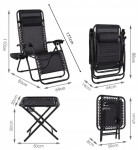 Sada 2 polohovacích zahradních židlí se stolem - černá