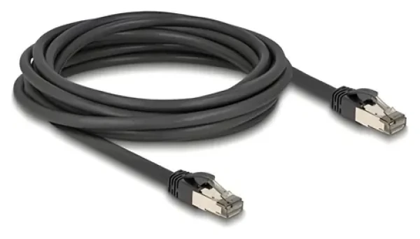Delock RJ45 Cat.6A U/FTP černá / Síťový kabel / 5 m / nerezový vnitřní plášť / odolný proti vlhkosti a prachu (80243)