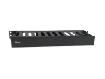 Equip 19" černá / Vyvazovací kabelový panel / 1U / odnímatelná zadní deska / ABS (327318)