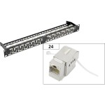 Intellinet 24-Port Cat6a Patchpanel geschirmt 1HE Kabeleinführung 90° abgewinkelt schwarz 24 portů patch panel 483 mm (1