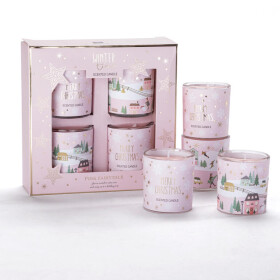 Sada 4 ks vánočních svíček ve skle assort