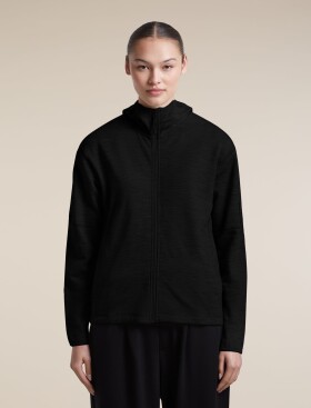 Dámská merino mikina ICEBREAKER Wmns Merino 360 Realfleece Elemental LS Zip Hood, Black velikost: XS