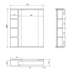 AQUALINE - KORIN STRIP zrcadlo s LED osvětlením a policemi 50x70x12cm KO355S