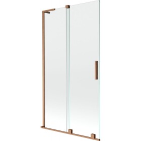 MEXEN/S - Velar L dvoukřídlá posuvná vanová zástěna 100 x 150, transparent, měď kartáčovaná 896-100-003-01-65