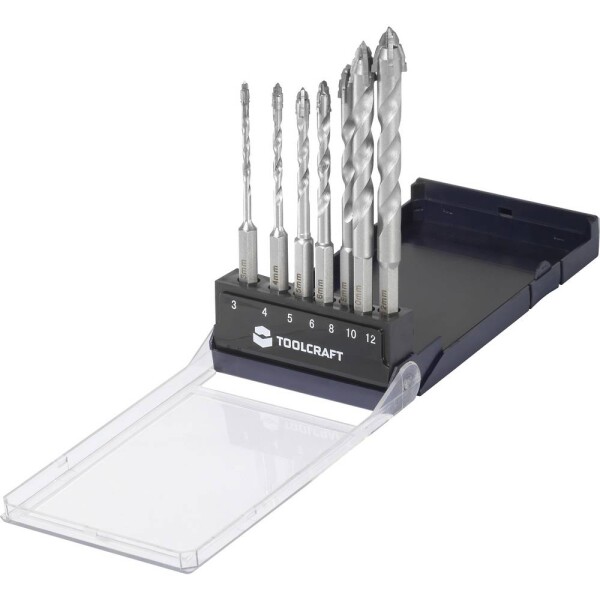 TOOLCRAFT TO-10312161 tvrdý kov, ocel Sada vrták, 3 mm, 4 mm, 5 mm, 6 mm, 8 mm, 10 mm, 12 mm, délka 155 mm, tvrzeno, 1 ks