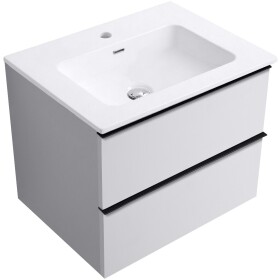 CERANO - Koupelnová skříňka Velora - bílá matná, úchytka černá + keramické umyvadlo Novo - bílá lesklá - 71x54,5x46,5 CER-979875