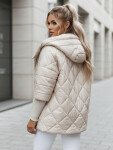 Dámská přechodná prošívaná bunda oversize PUFFILOF light beige FashionStreet TY4856 L