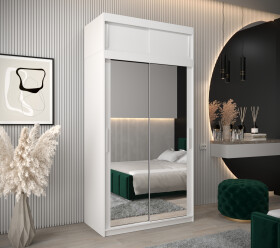 Šatní skříň Abi T3 s nástavcem Barva korpusu: Bílá, Rozměry: 120 cm, Dveře: Bílá