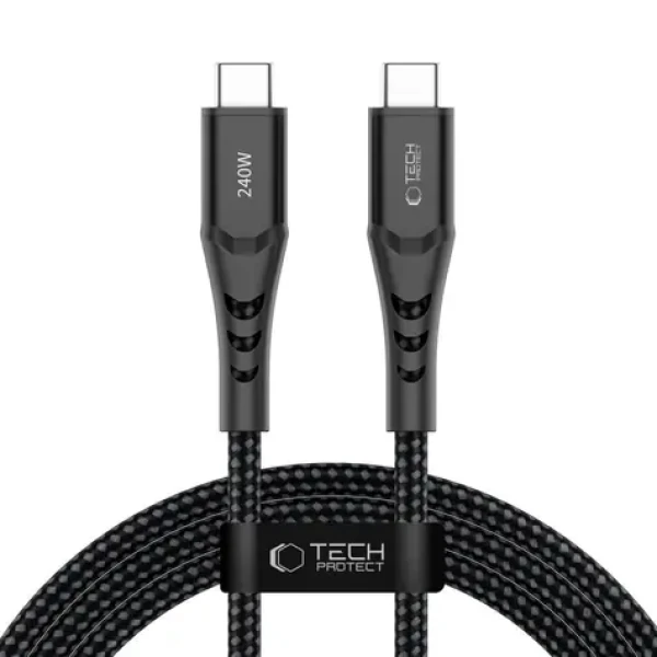 Tech-Protect Ultraboost UB11T černá / Nabíjecí kabel / USB-C - USB-C / PD 240W / QC3.0 / 200 cm