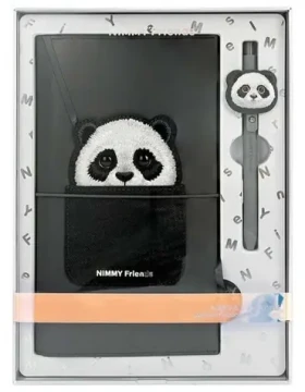 Nimmy Big Eyed Pet 2.0 Panda černá / Zápisník s perem / 2v1 / motiv panda (N-XDY-SZB-06)
