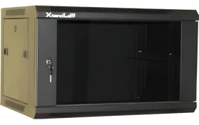 XtendLan 9U/600x450 černá / Nástěnný rozvaděč / 19" / skleněné dveře / rozložený (WS-9U-64-BLACK-U)