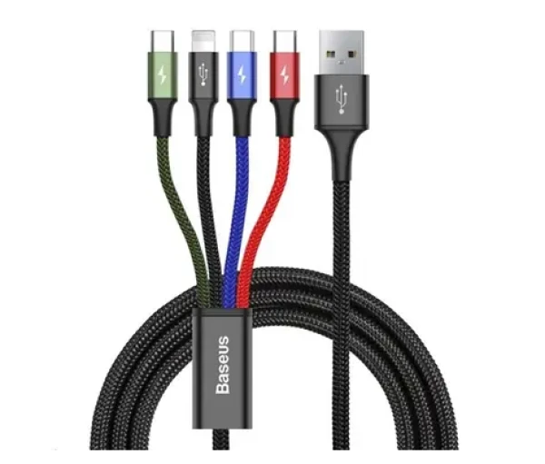 Baseus CA1T4-B01 Fast 4v1 černá / 2x USB-C / micro USB / Lightning / 1.2m (CA1T4-B01)