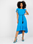 Midi šaty s volánky a krátkým rukávem modré