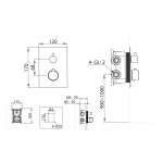 SAPHO - KIMURA podomítková sprchová termostatická baterie, box, 2 výstupy, chrom KU682