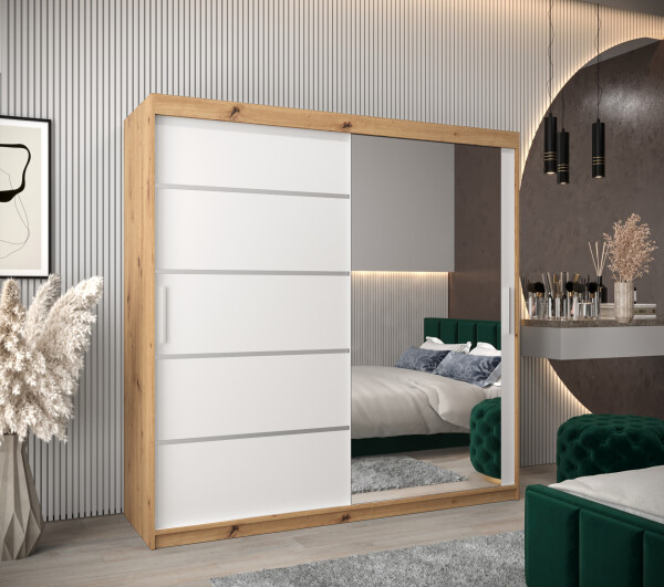 Šatní skříň Abi V2 Barva korpusu: Dub artisan, Rozměry: 200 cm, Dveře: Bílá