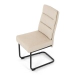 Židle jídelní, taštičkové pružiny v sedáku, madlo na opěráku, krémová látka, černý kov