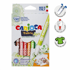 Carioca textilní fixy, tenký hrot, tenký hrot, 10 ks, mix barev