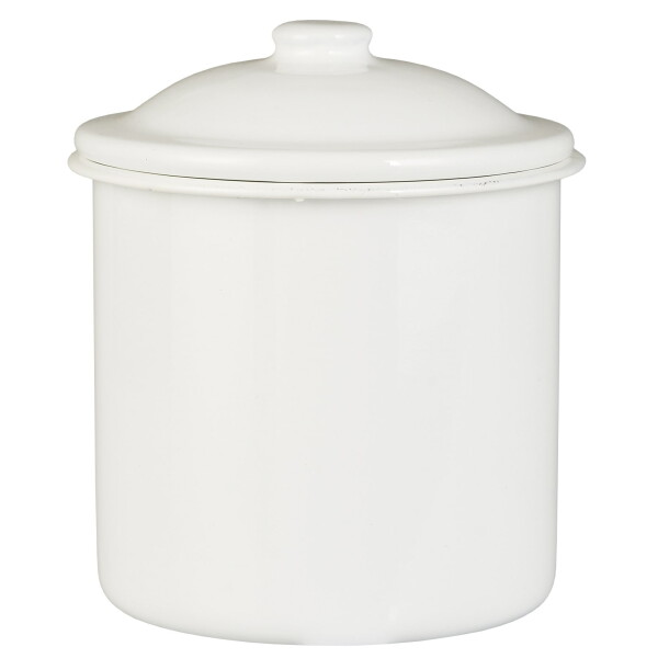 Ib Laursen Smaltovaná dóza White 13 cm, bílá barva, smalt