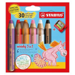 STABILO woody 3 in 1 - sada 6 ks s ořezávátkem