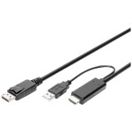 Digitus kabelový adaptér DisplayPort DP - HDMI typu A M - M 1.0 m / s blokováním DP 1.2 HDMI 2.0 / 4K / 60Hz / CE / bl (AK-340303-010-S)