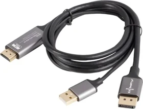 Lanberg CA-HDDP-20CU-0010-BK černá / Kabel DisplayPort na HDMI + USB-A / 1 m (CA-HDDP-20CU-0010-BK)